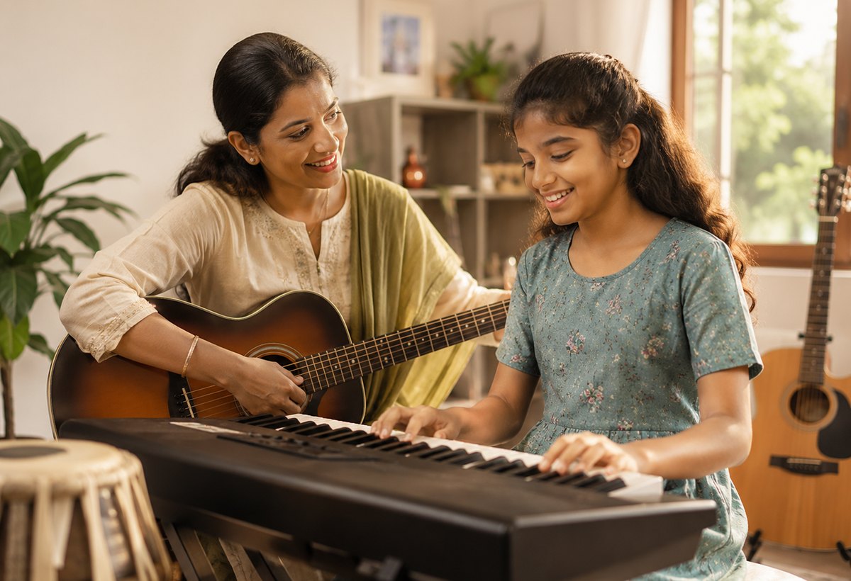 Music class at Pranavam Academy